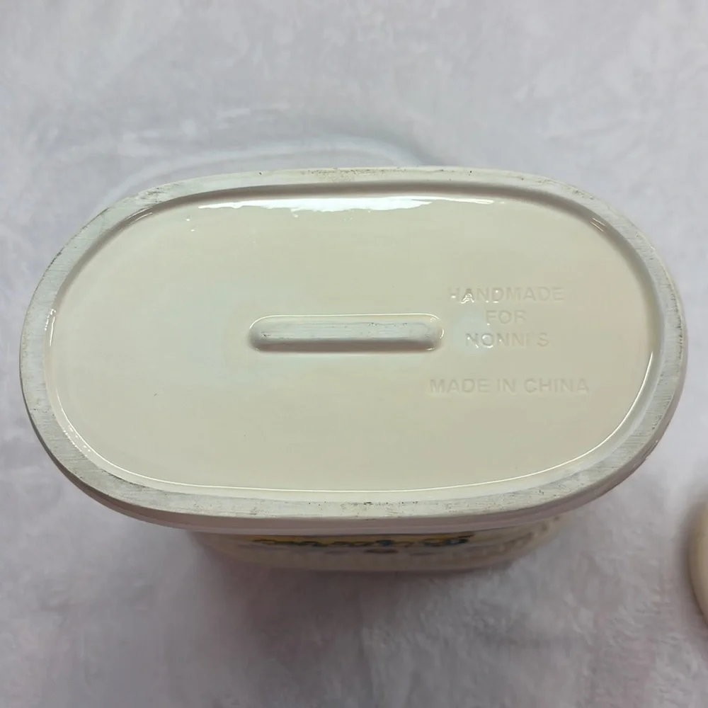 Biscotti Ceramic Cookie Jar Handmade for Nonni’s Floral Painted Ceramic w/Lid